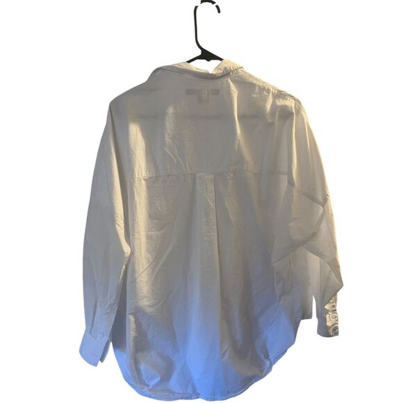 French Connection Rhodes Recycled Crepe Paper Popover Shirt in Winter White Size - Picture 3 of 7